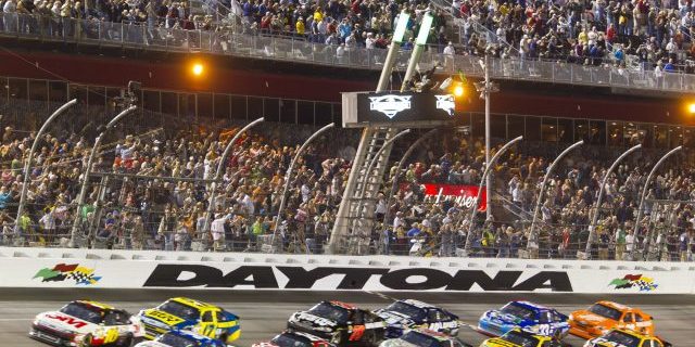 DAYTONA BEACH, FL - Feb 27, 2012:  After a delayed start due to weather, the NASCAR Sprint Cup Series take to the track for the Daytona 500 at the Daytona International Speedway in Daytona Beach, FL.